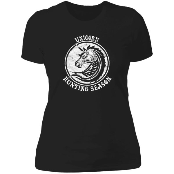 unicorn hunting season lady t-shirt