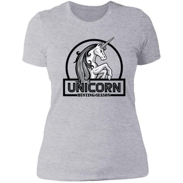 unicorn hunting season lady t-shirt