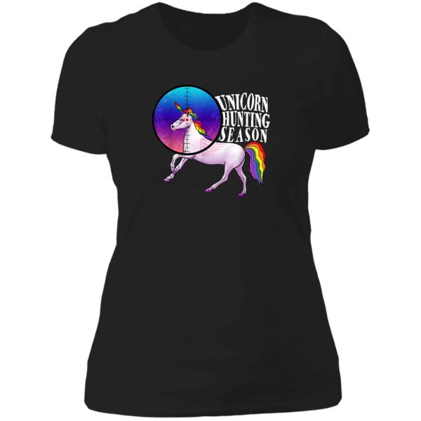 unicorn hunting season lady t-shirt