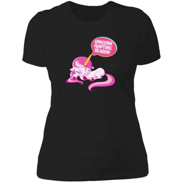 unicorn hunting season lady t-shirt