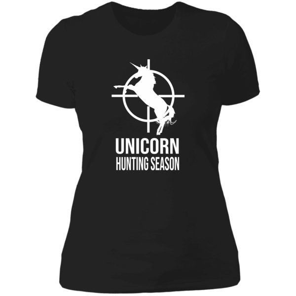 unicorn hunting season lady t-shirt