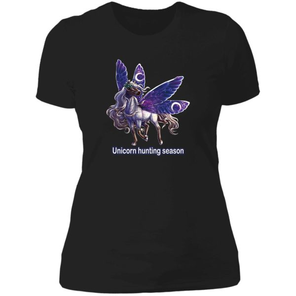 unicorn hunting season lady t-shirt