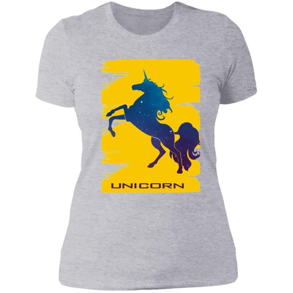 unicorn hunting season with yellow color lady t-shirt