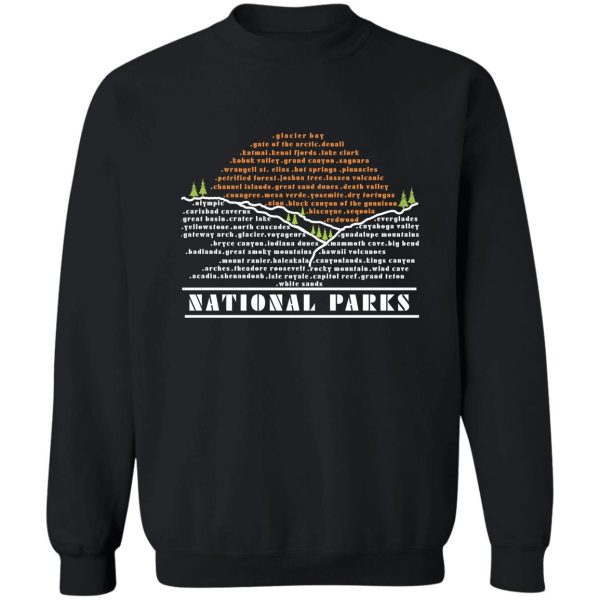 us national parks list sweatshirt