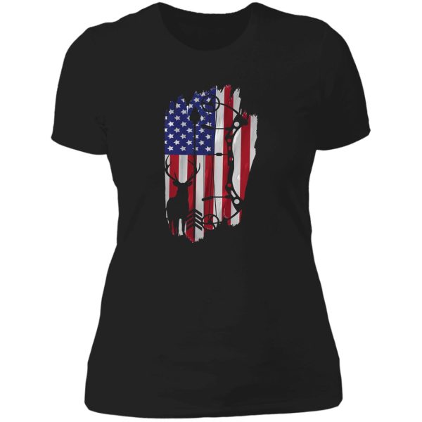 usa bow hunting flag patriotic gift lady t-shirt