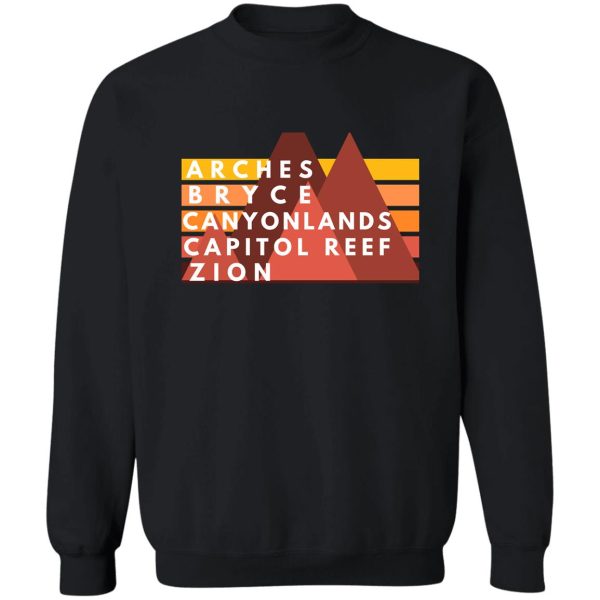 utah mighty 5 national parks arches bryce canyonlands capitol reef zion sweatshirt