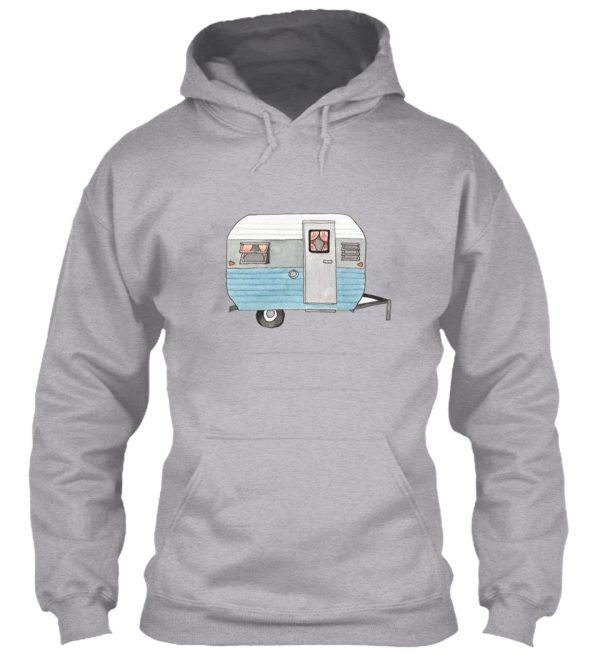 vintage camper drawing design blue hoodie