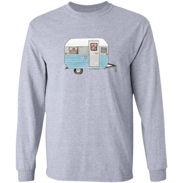 vintage camper drawing design blue long sleeve