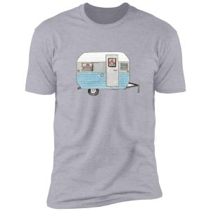 vintage camper drawing design blue shirt