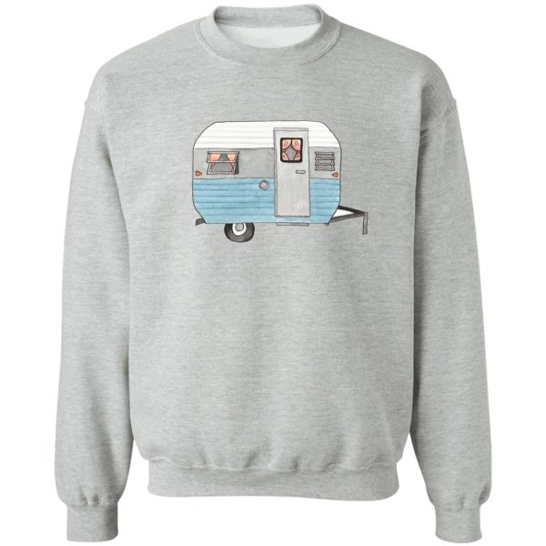 vintage camper drawing design blue sweatshirt