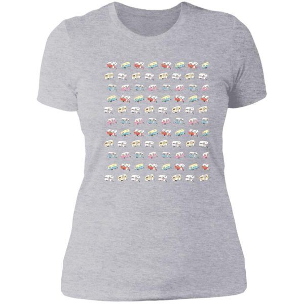 vintage camper drawing design lady t-shirt