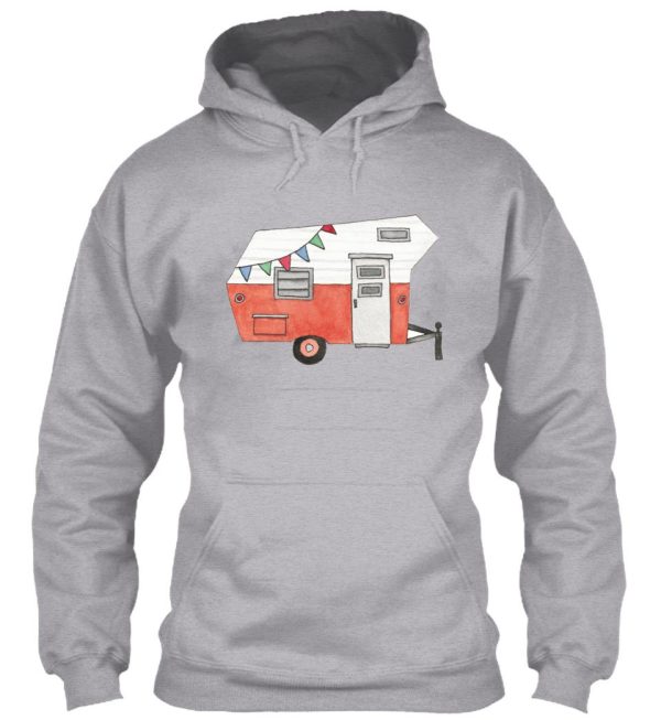 vintage camper drawing design red orange hoodie