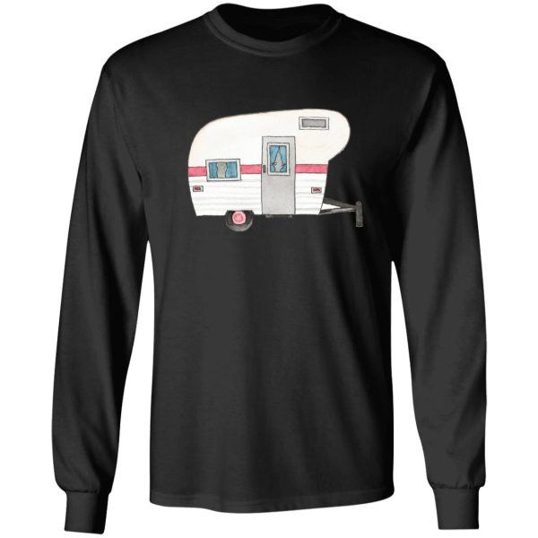 vintage camper drawing design white long sleeve