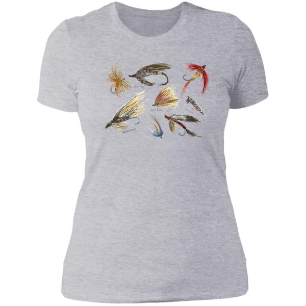 vintage fly fishing lures! lady t-shirt