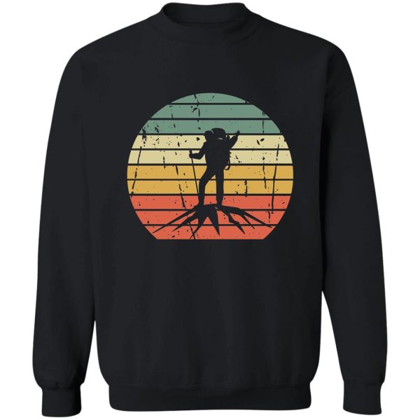 vintage hiking t shirt hiker on rock retro sunset silhouette sweatshirt