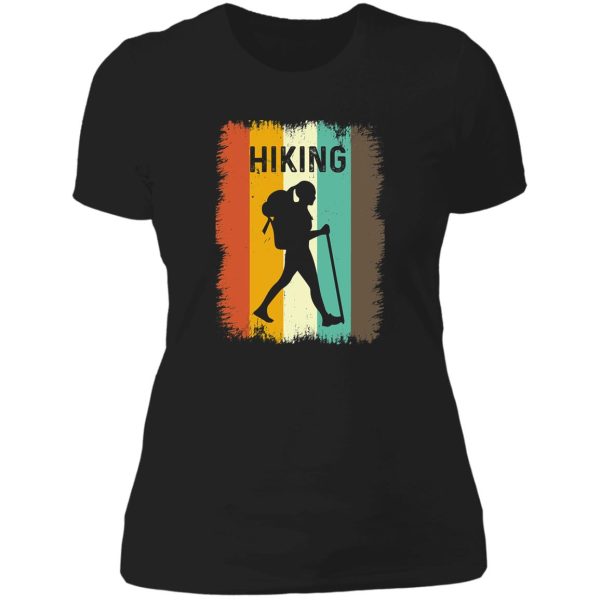 vintage retro hiking lady t-shirt