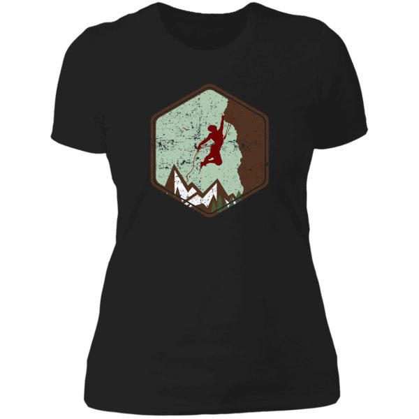 vintage rock climbing badge logo lady t-shirt