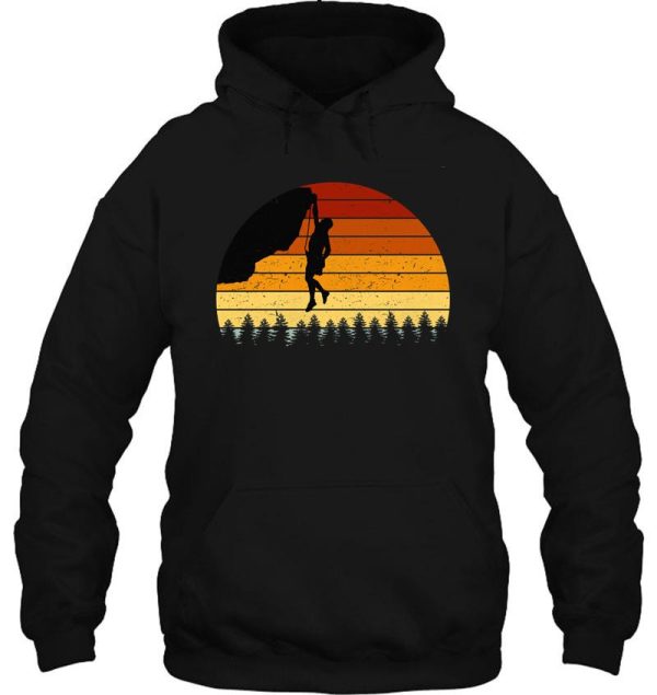 vintage sunset climbing gift for climbers and boulderers hoodie