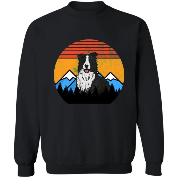 vintage sunset mountains and forest border collie retro dog distressed gift sweatshirt