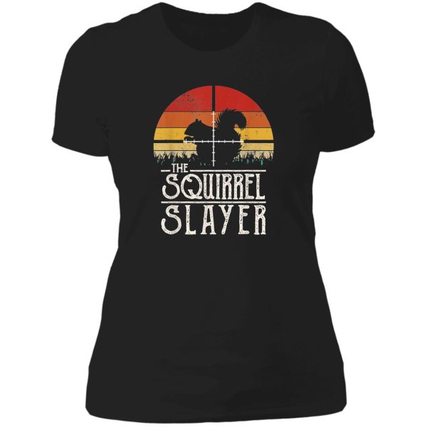 vintage sunset squirrel hunting t-shirt lady t-shirt