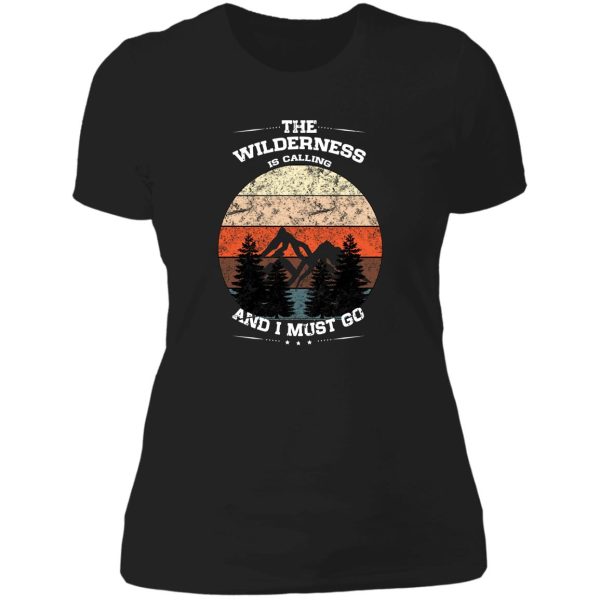 vintage sunset wilderness calling distressed mountains lady t-shirt