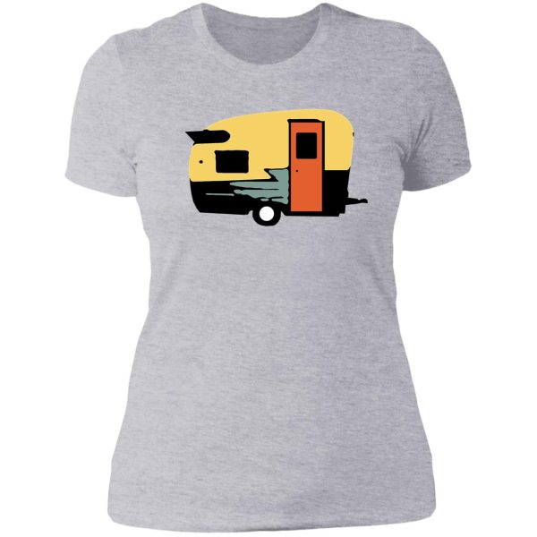 vintage travel camper transparent lady t-shirt