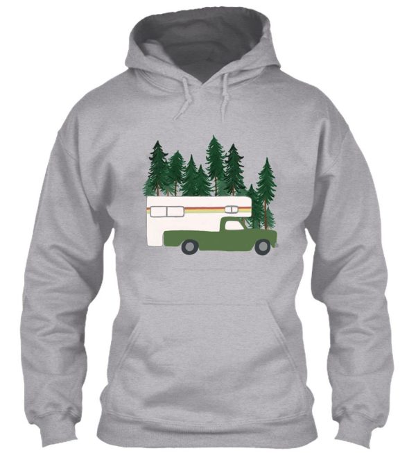 vintage truck camper rv motorhome green forest hoodie