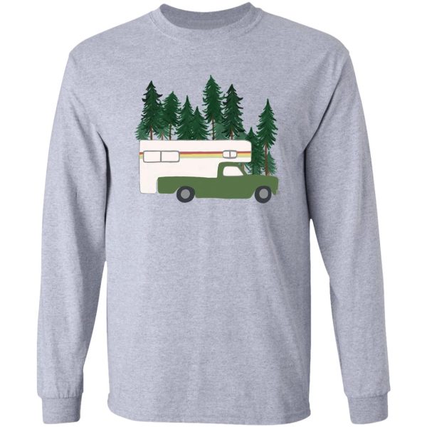 vintage truck camper rv motorhome green forest long sleeve