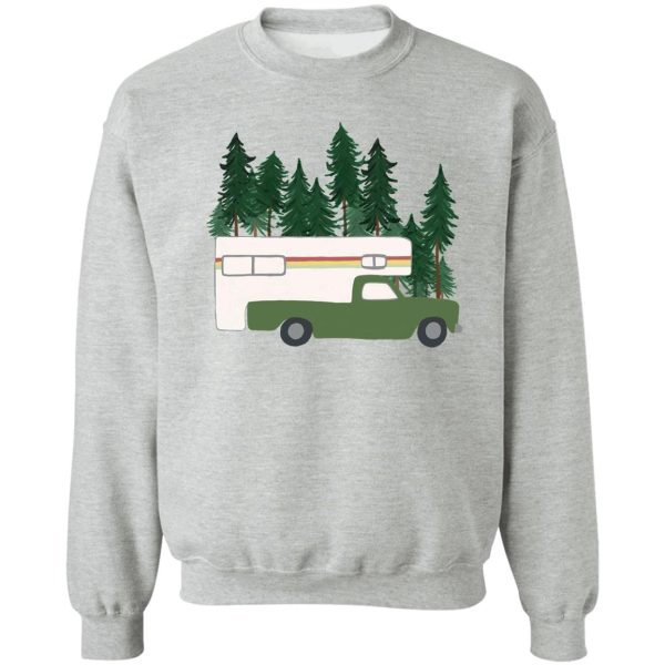 vintage truck camper rv motorhome green forest sweatshirt
