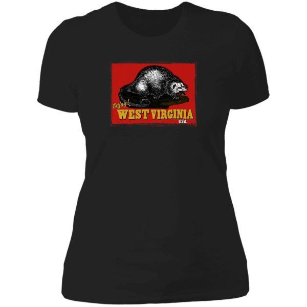 vintage west virginia travel promo lady t-shirt