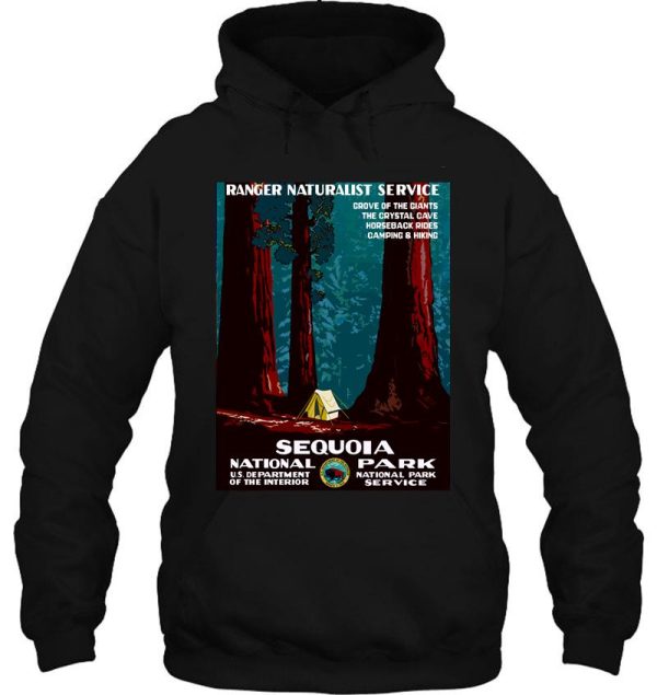 vintage wpa camping in sequoia national park hoodie