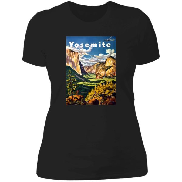 vintage yosemite national park california travel lady t-shirt