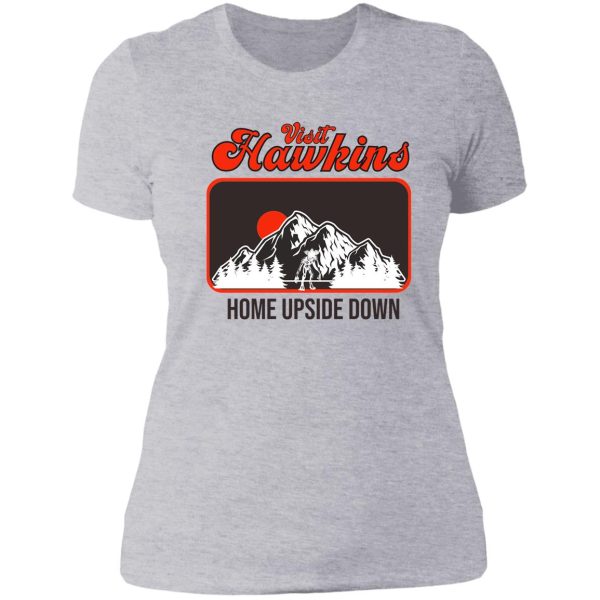 visit hawkins lady t-shirt