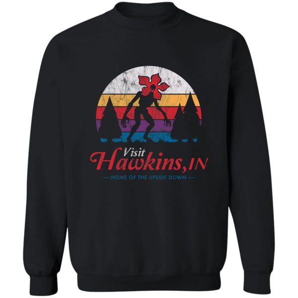 visit hawkins - vintage distressed - demogorgon - stranger things sweatshirt