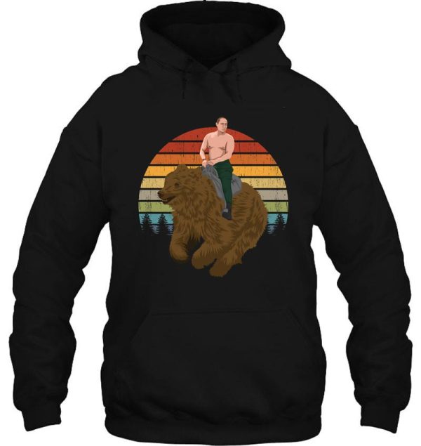 vladimir putin riding a russian bear in the forest hoodie