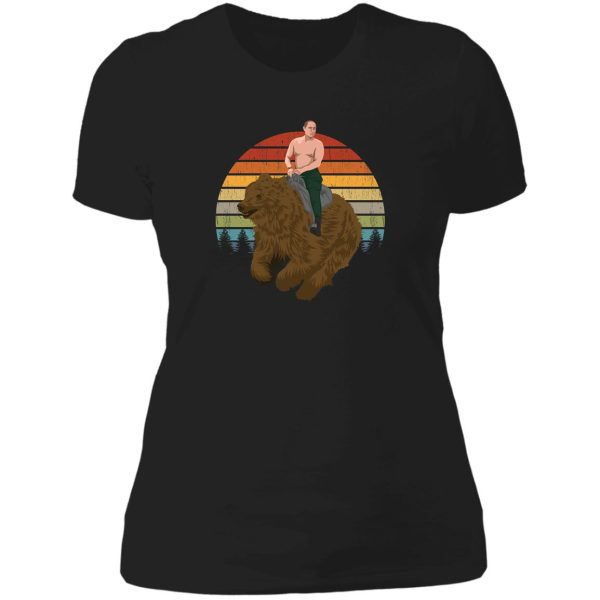vladimir putin riding a russian bear in the forest lady t-shirt