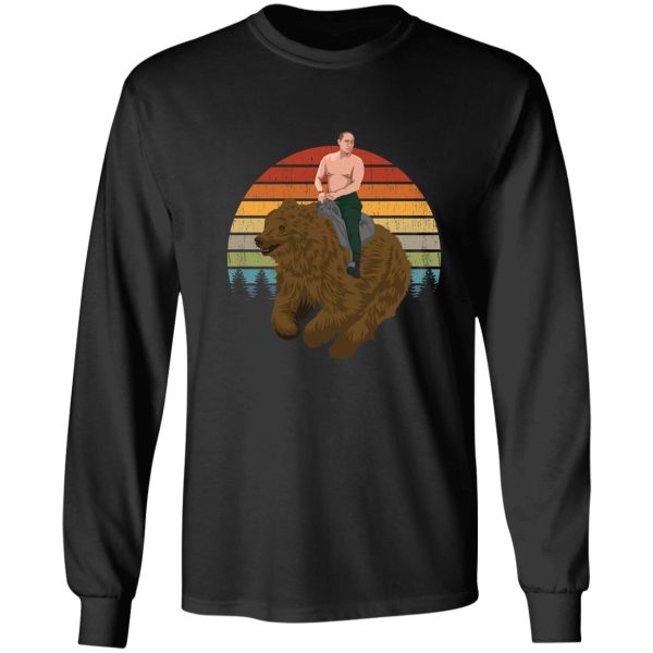 vladimir putin riding a russian bear in the forest long sleeve