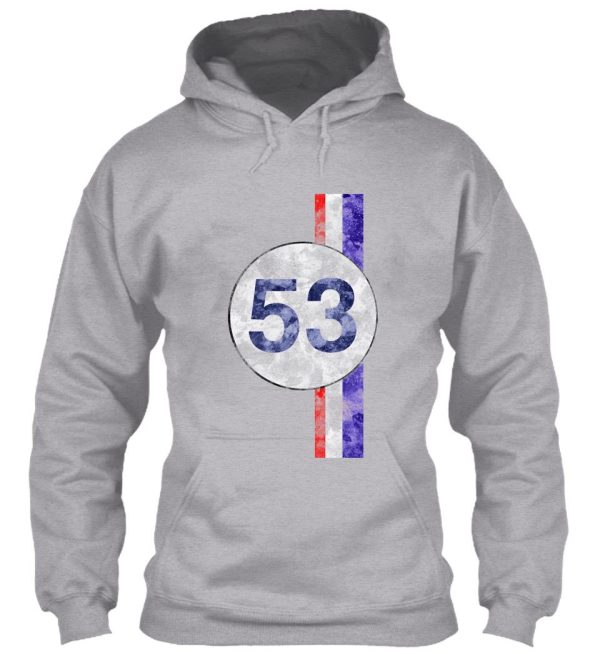 vw herbie 53 ocho racing stripes retro logo aged hoodie