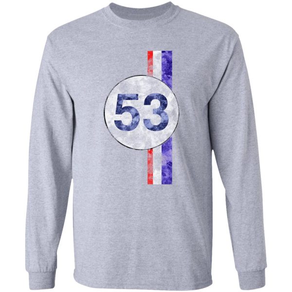 vw herbie 53 ocho racing stripes retro logo aged long sleeve