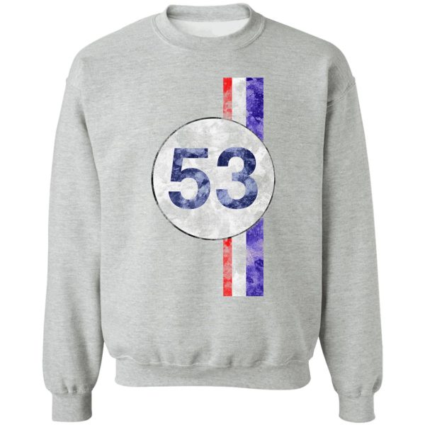 vw herbie 53 ocho racing stripes retro logo aged sweatshirt