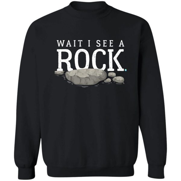 wait i see a rock funny mineral collector geolog sweatshirt