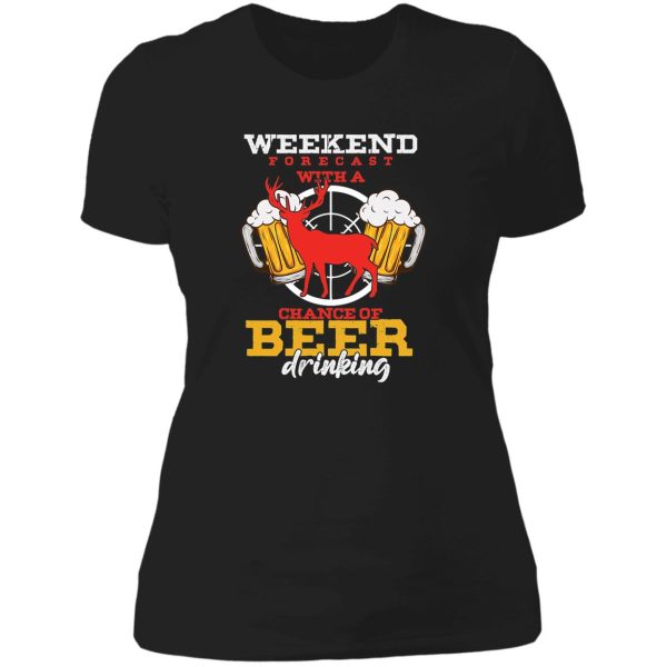 weekend forecast hunting beer hunt hunter lady t-shirt