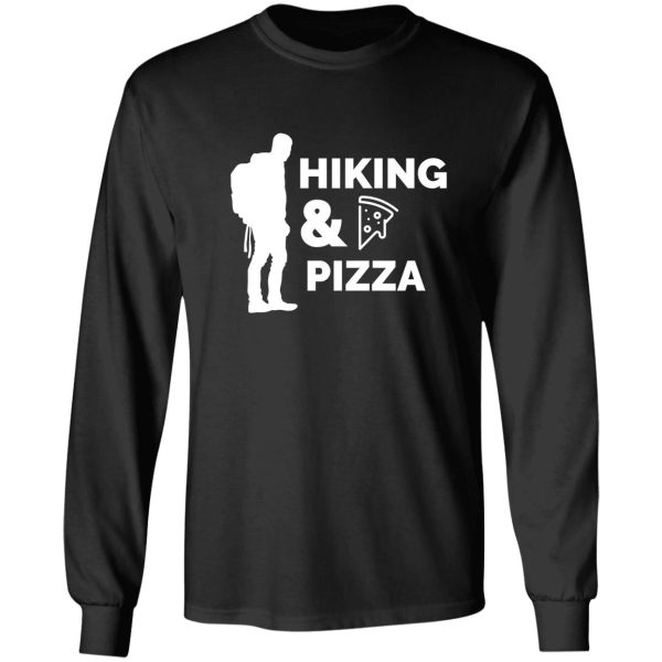 white hiking and pizza long sleeve