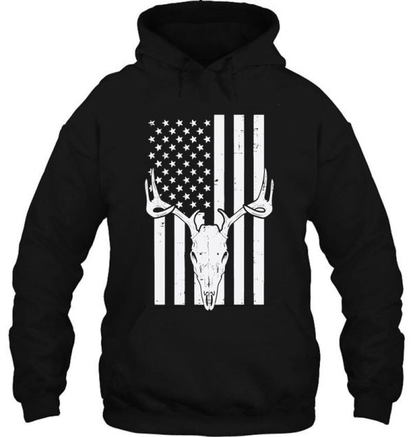 white us flag deer skull vintage hunting patriotic hunt dad hoodie