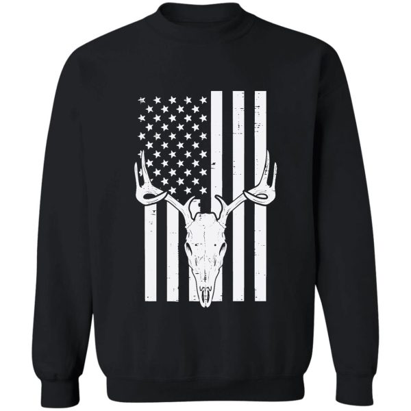 white us flag deer skull vintage hunting patriotic hunt dad sweatshirt