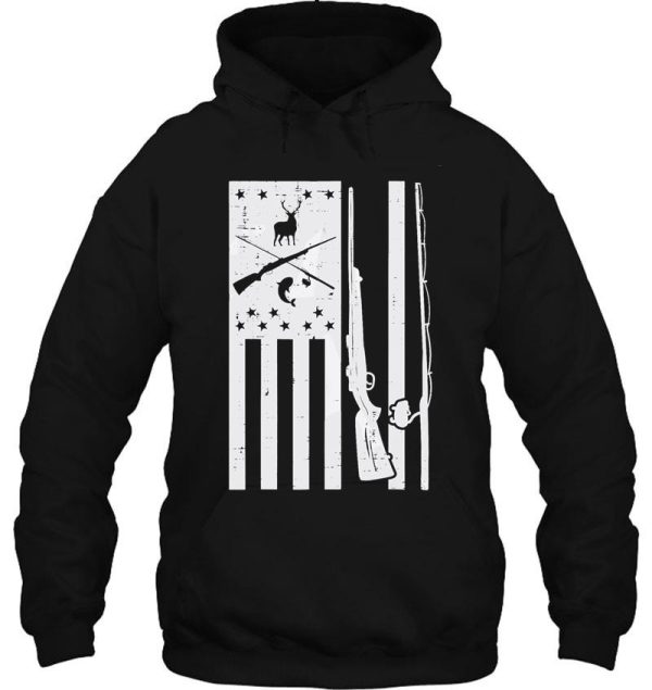 white us flag rifle fishing rod fish deer hunting patriotic hoodie