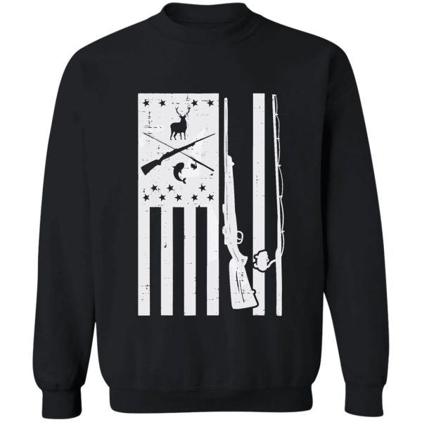 white us flag rifle fishing rod fish deer hunting patriotic sweatshirt