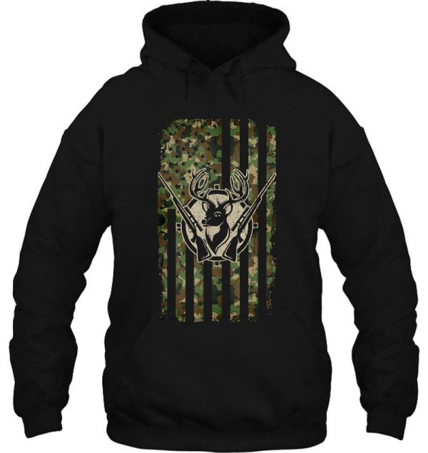 whitetail buck deer hunting american camouflage usa flag hoodie