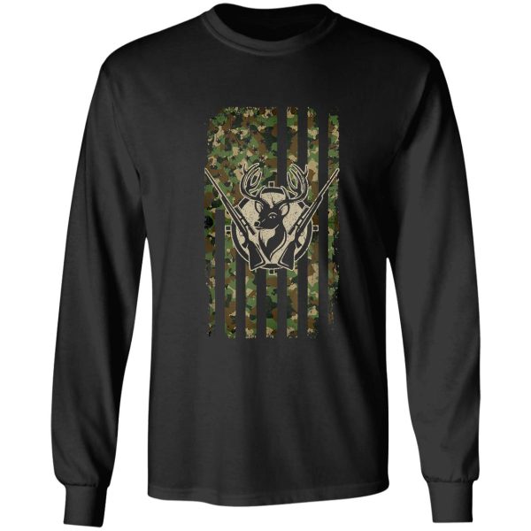 whitetail buck deer hunting american camouflage usa flag long sleeve