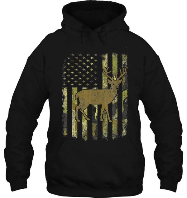 whitetail buck deer hunting american camouflage usa flag matching gift hoodie